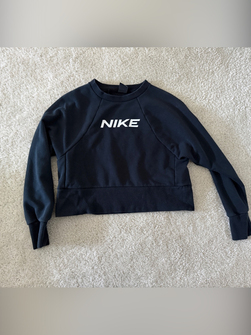 Nike Women's Black Crewneck Sweatshirt with White NIKE Logo